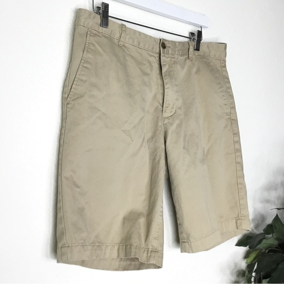 Mens Claiborne Khaki Flat Front Shorts - Picture 2 of 5